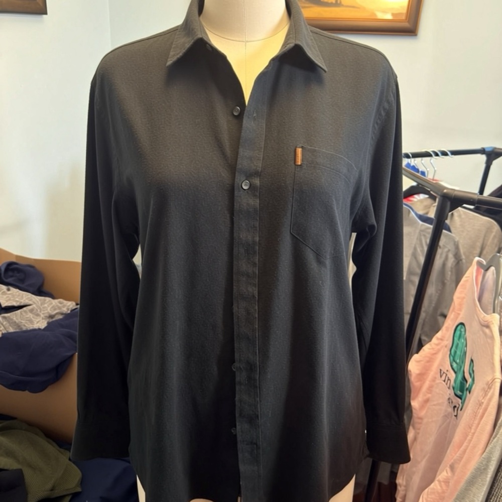 Izod Men's Dark Gray Casual Button Down Shirt